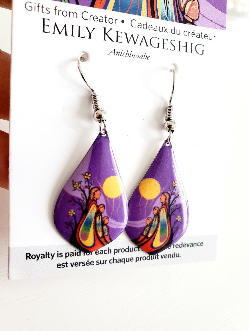 Purple Teardrop Art Earrings
